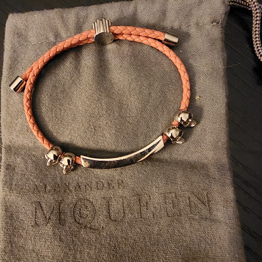 Alexander McQueen Pink and Silver Bracelet